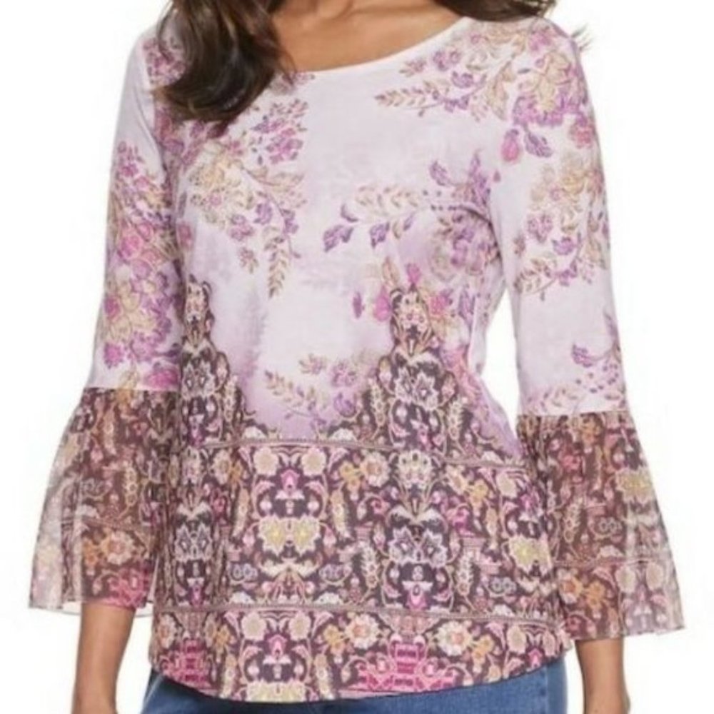 Croft & Barrow® Embellished 3/4 Chiffon Sleeve/XXL